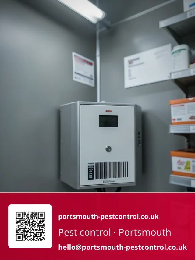 Monitoring station tucked in a shop storeroom corner