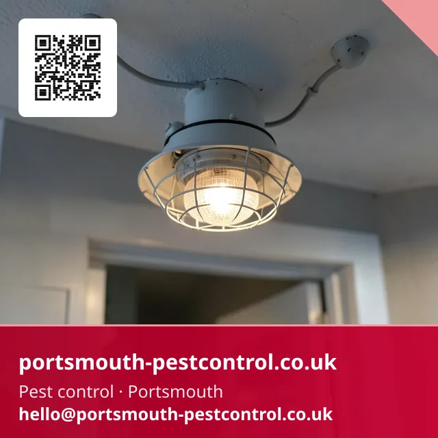 Electric light trap unit above a small cafe kitchen doorway