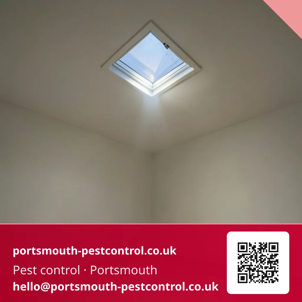 Loft hatch being checked in an empty rental bedroom's ceiling