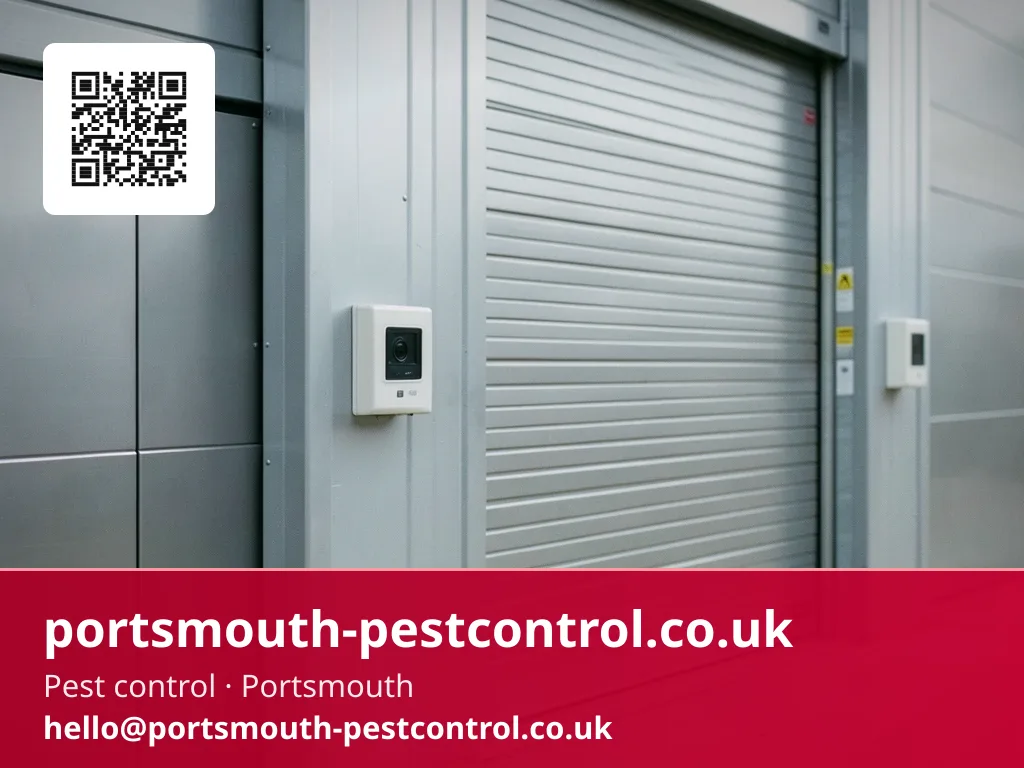 Monitoring station tucked beside a loading bay roller door
