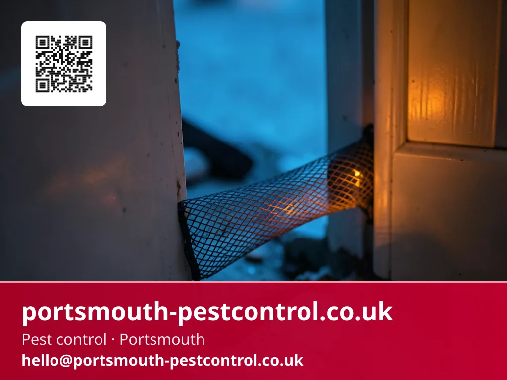 Mesh plug being pushed hastily into a gap beneath a door