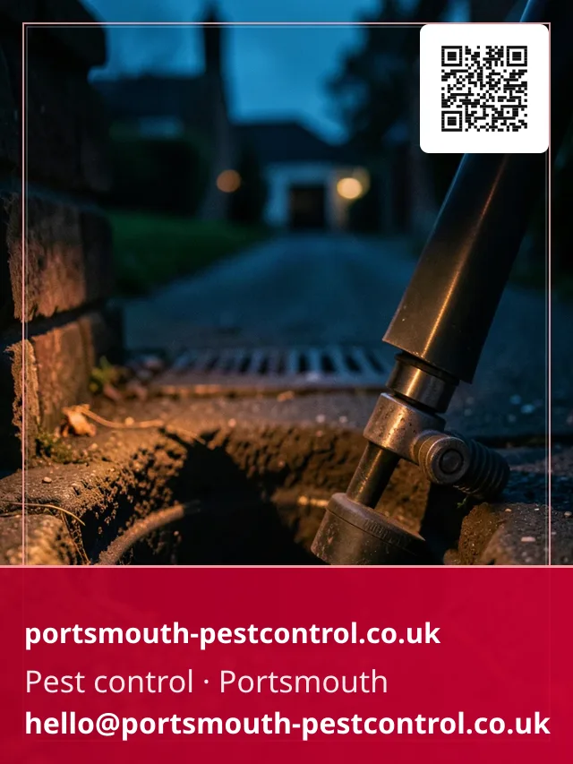 Drain guard being fitted under a work lamp after dark