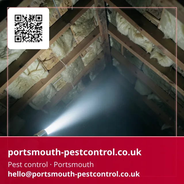 Torch beam sweeping across loft insulation and roof timbers during a void inspection