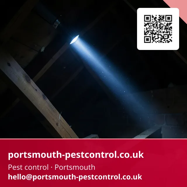 Torch beam sweeping across a loft void during an inspection