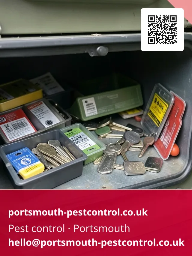 Bait cassettes and spare keys being counted from a van cubby before a round