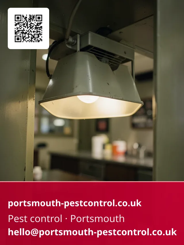 Electric light trap unit's catch tray being wiped clean above a doorway