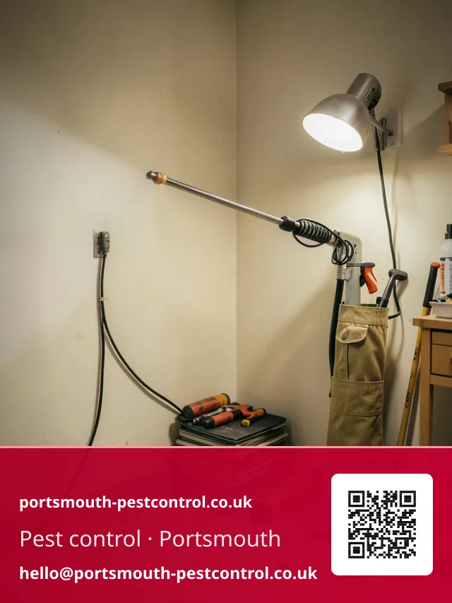 Spray wand treating a garage corner where wall meets floor