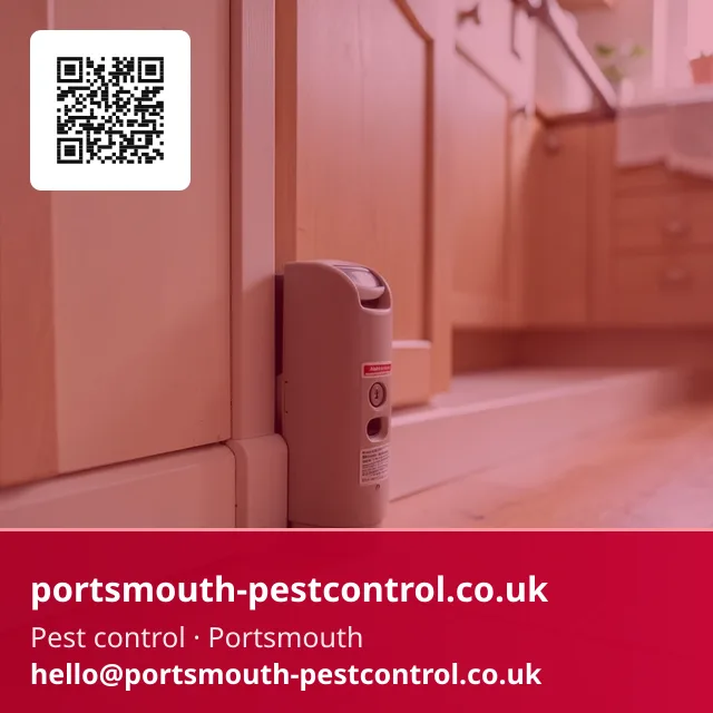 Tamper-resistant bait station being positioned against a kitchen plinth kick panel