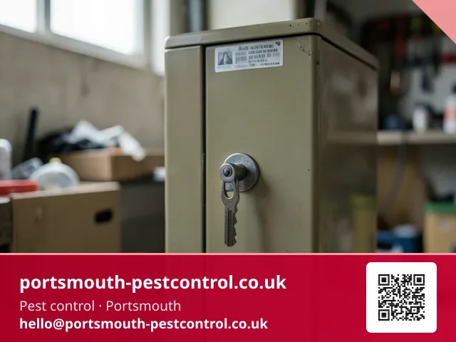 Inspection key locking a floor-standing bait box shut