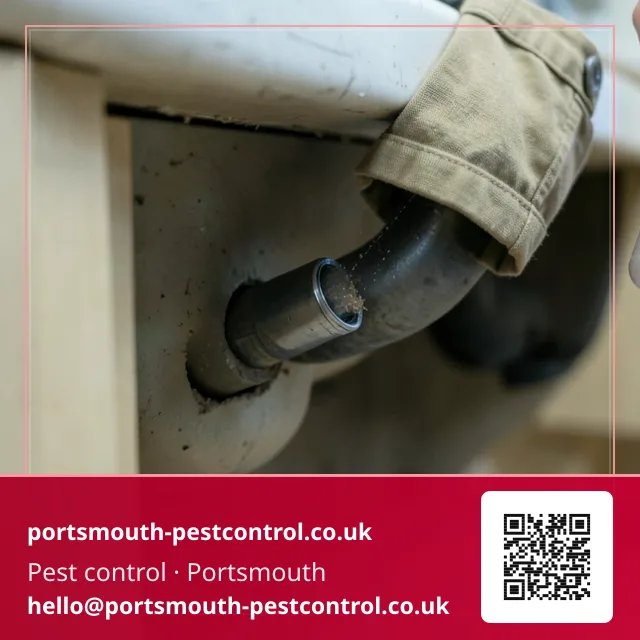 Spray nozzle directed into a service pipe penetration void beneath a kitchen sink