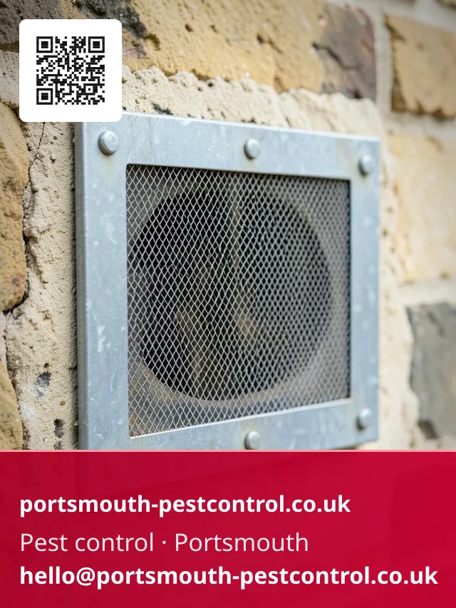 Old air brick being fitted with a new mesh cover plate