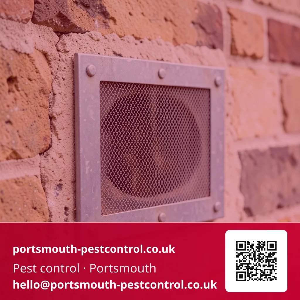 Old air brick being fitted with a new mesh cover plate