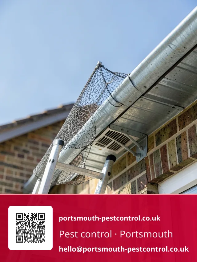 Mesh guard being fixed over a soffit vent at eaves height from a ladder