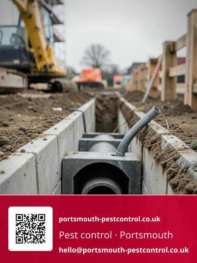Drain guard being fitted to new site drainage before landscaping