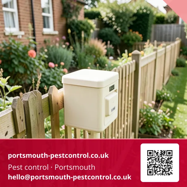 Bait station set along a garden fence