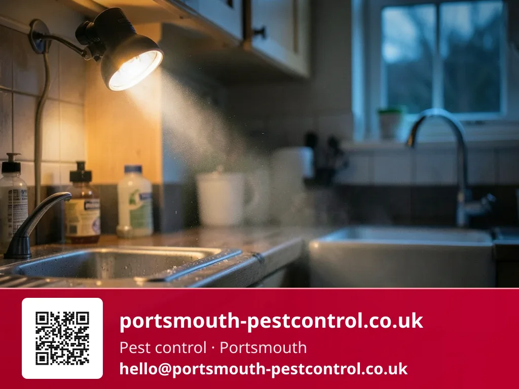 Head-torch beam lighting fast work under a sink during an urgent callout