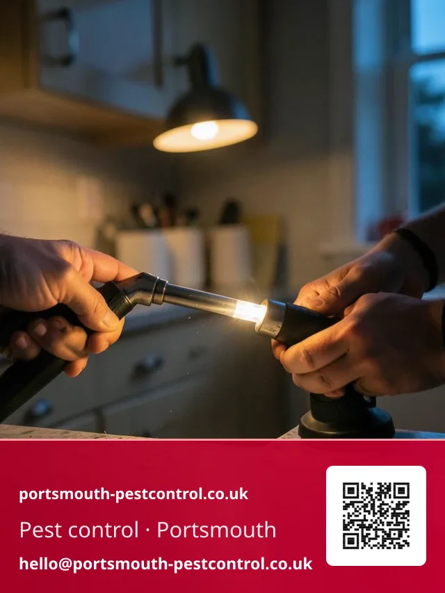 Torch and a spray nozzle working quickly in a kitchen void during an urgent callout